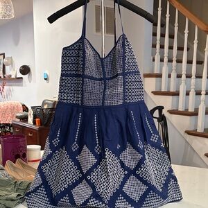 Parker Navy and White Mini Dress